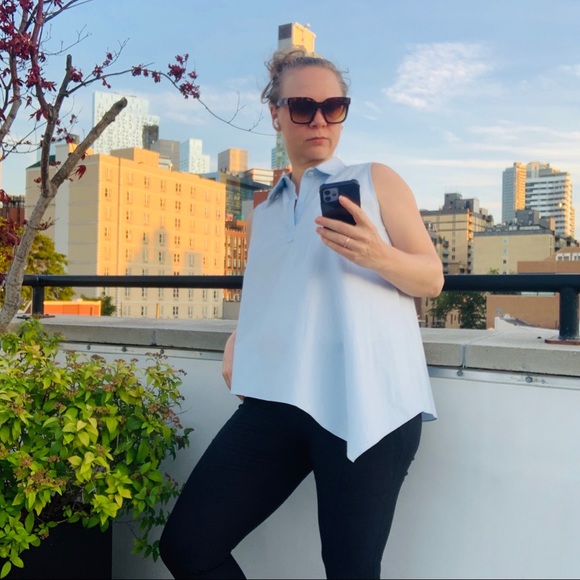 🚢 NWT BECKEN High-Low Sleeveless Blue Blouse - Picture 15 of 16